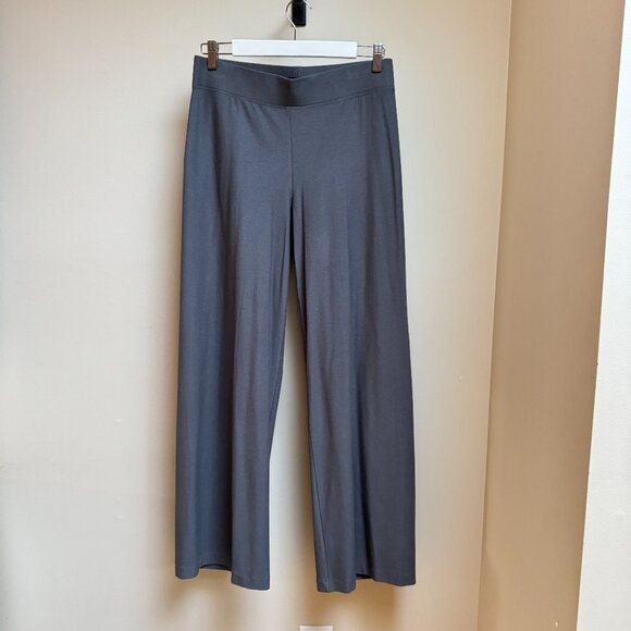 Eileen Fisher Washable Stretch Crepe Wide Leg Pants – Gray - Picture 1 of 7